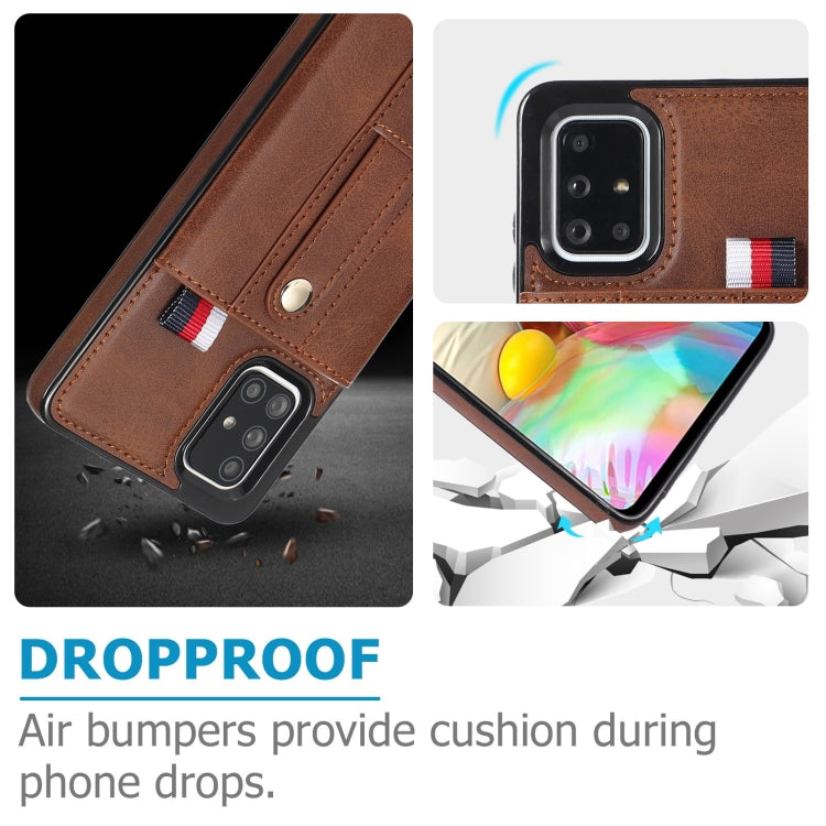 For Samsung Galaxy A71 4G Wristband Kickstand Wallet Leather Phone Case