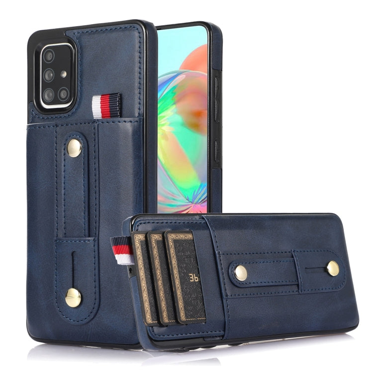 For Samsung Galaxy A71 4G Wristband Kickstand Wallet Leather Phone Case