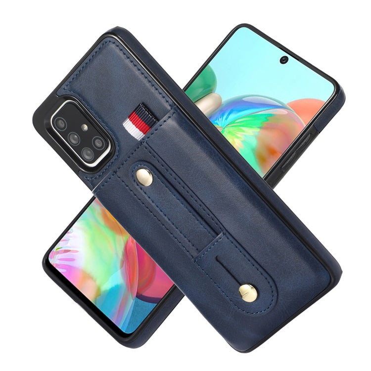 For Samsung Galaxy A71 4G Wristband Kickstand Wallet Leather Phone Case