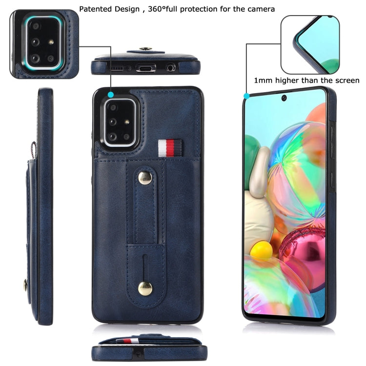 For Samsung Galaxy A71 4G Wristband Kickstand Wallet Leather Phone Case