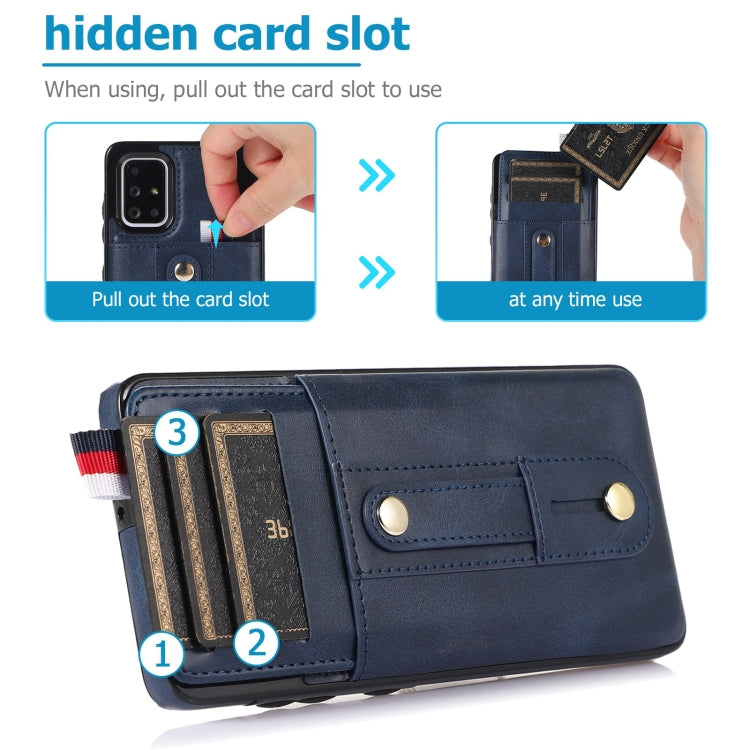 For Samsung Galaxy A71 4G Wristband Kickstand Wallet Leather Phone Case