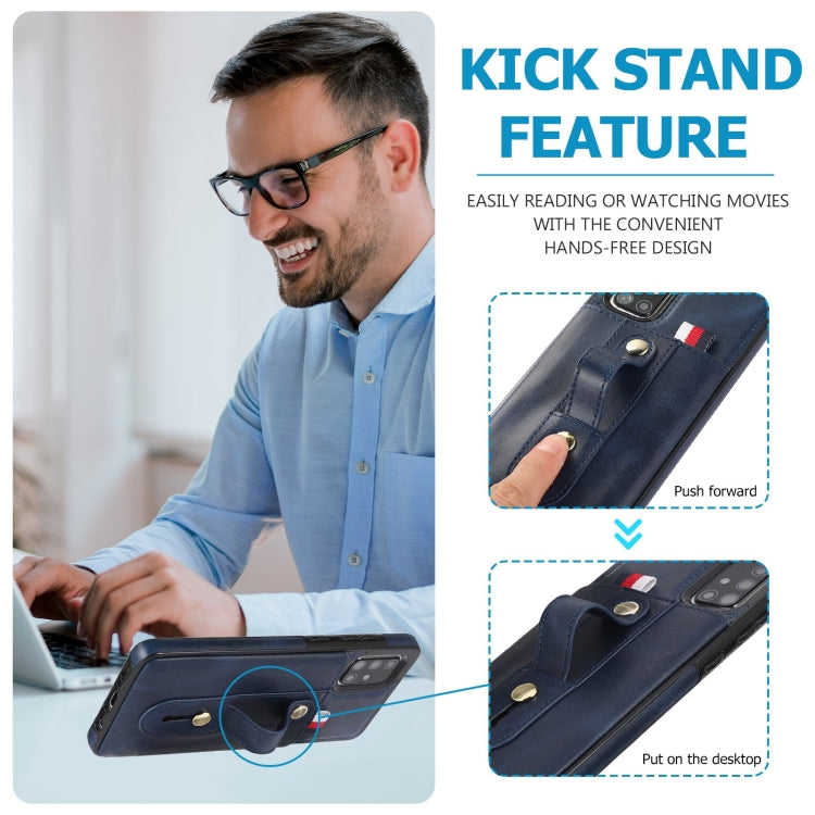For Samsung Galaxy A71 4G Wristband Kickstand Wallet Leather Phone Case