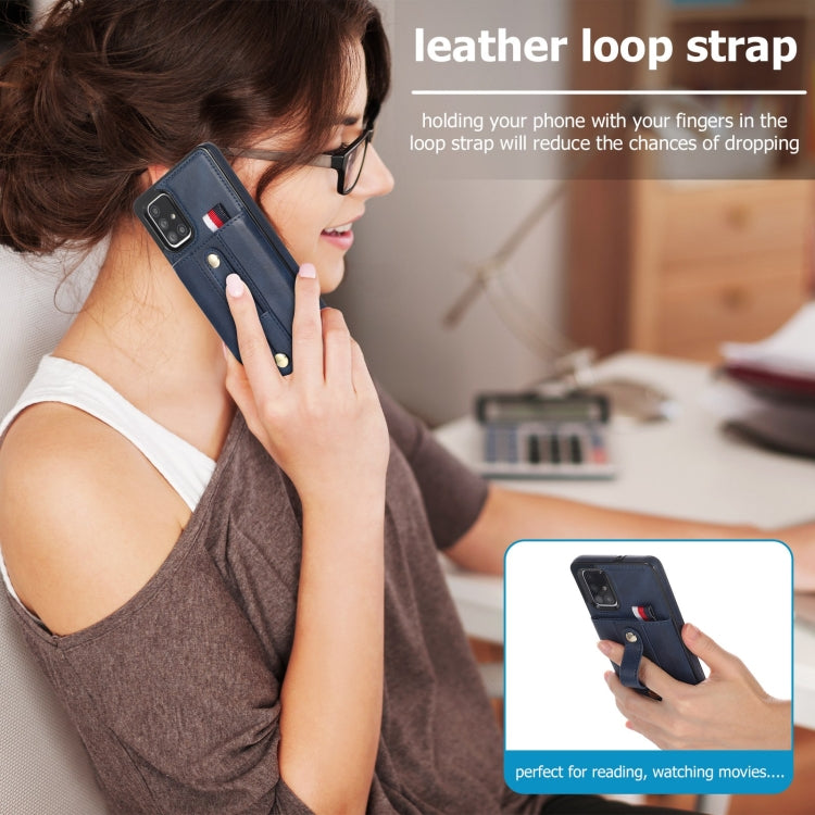 For Samsung Galaxy A71 4G Wristband Kickstand Wallet Leather Phone Case