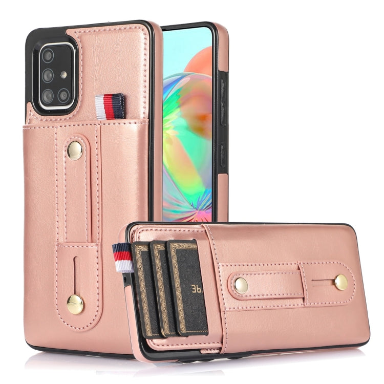 For Samsung Galaxy A71 4G Wristband Kickstand Wallet Leather Phone Case