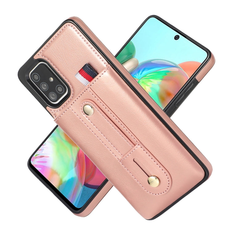 For Samsung Galaxy A71 4G Wristband Kickstand Wallet Leather Phone Case