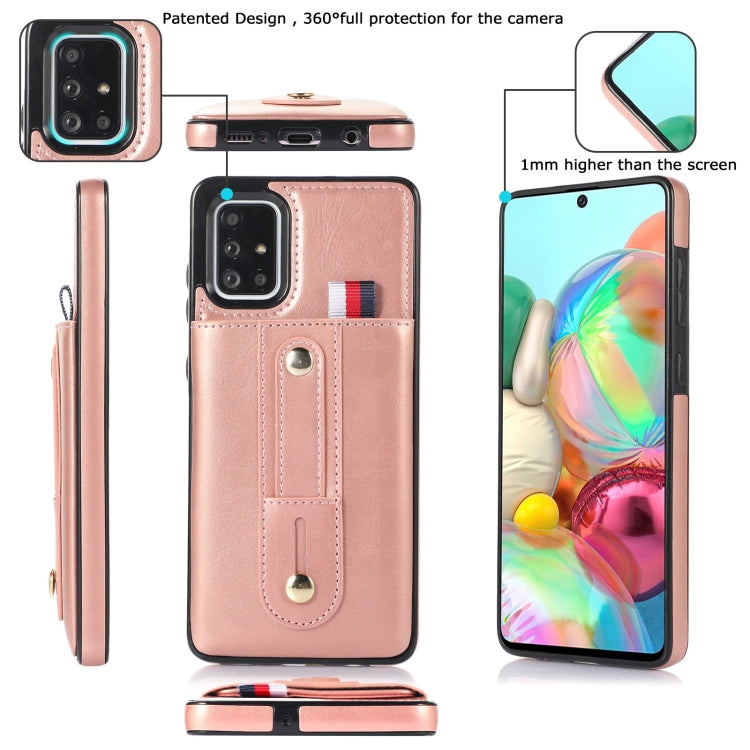 For Samsung Galaxy A71 4G Wristband Kickstand Wallet Leather Phone Case