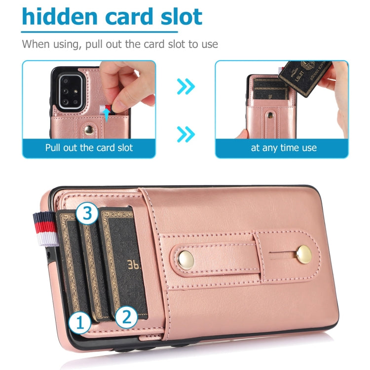 For Samsung Galaxy A71 4G Wristband Kickstand Wallet Leather Phone Case