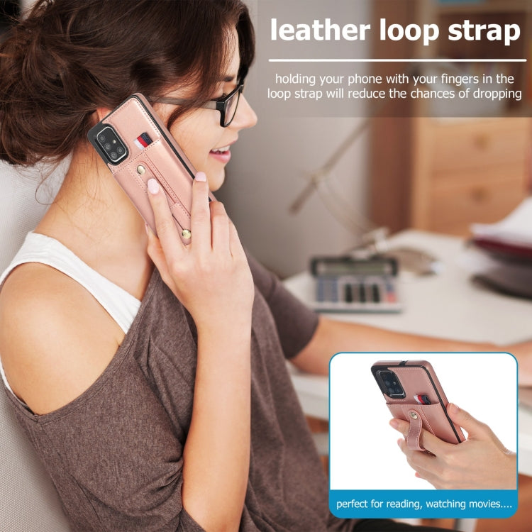 For Samsung Galaxy A71 4G Wristband Kickstand Wallet Leather Phone Case