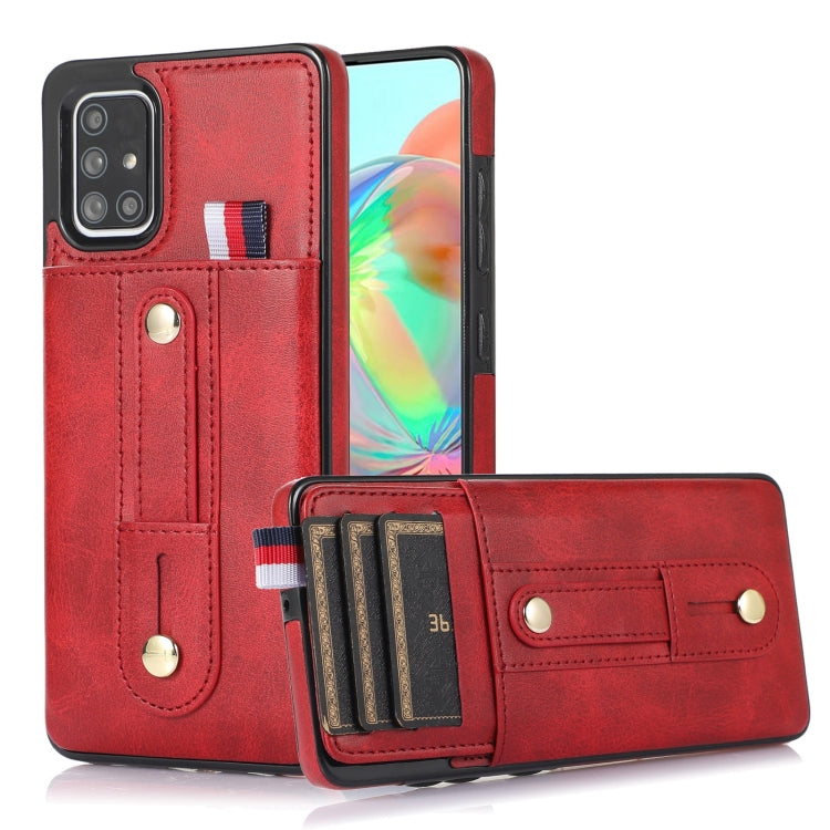 For Samsung Galaxy A71 4G Wristband Kickstand Wallet Leather Phone Case