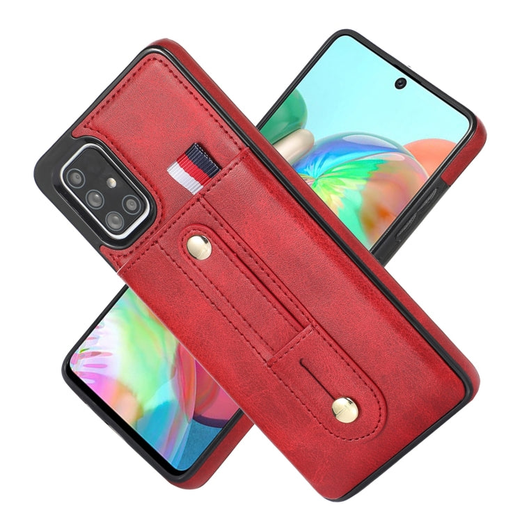 For Samsung Galaxy A71 4G Wristband Kickstand Wallet Leather Phone Case