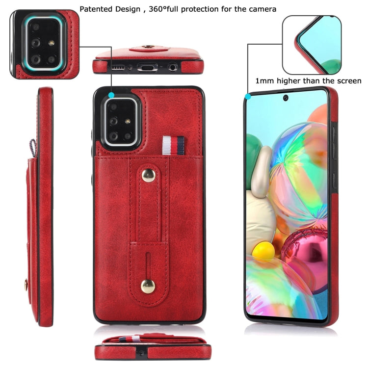 For Samsung Galaxy A71 4G Wristband Kickstand Wallet Leather Phone Case
