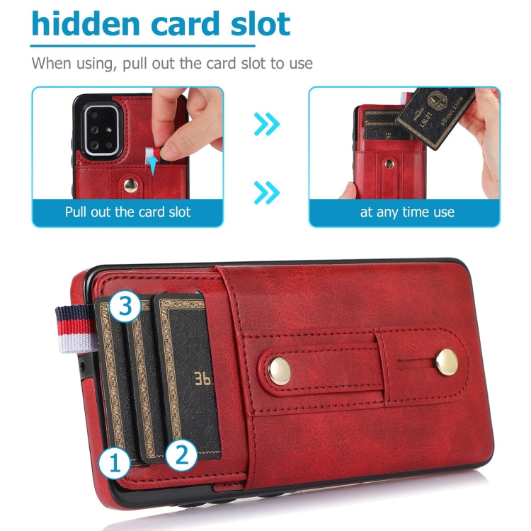 For Samsung Galaxy A71 4G Wristband Kickstand Wallet Leather Phone Case