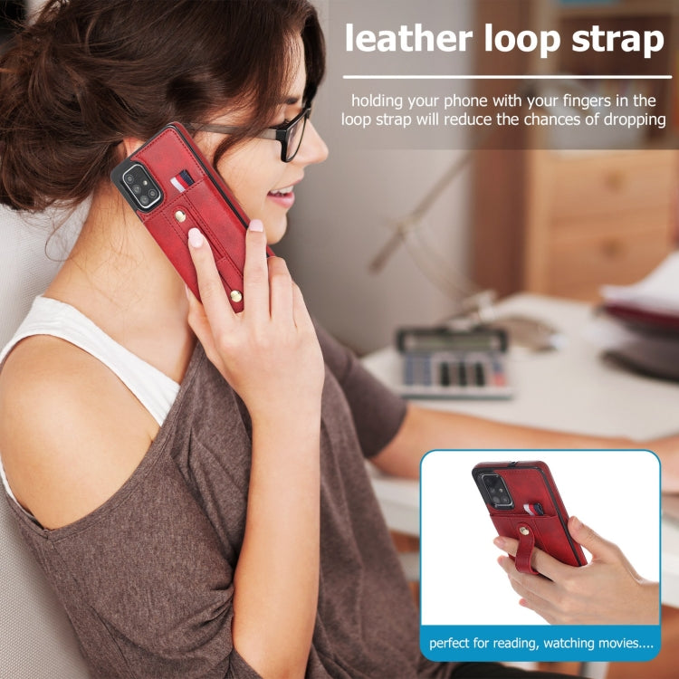 For Samsung Galaxy A51 5G Wristband Kickstand Wallet Leather Phone Case