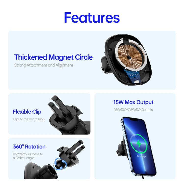 V1 Magnetic Wireless Fast Charging Car Holder(Black)