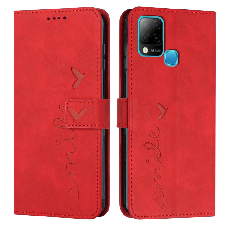 For Infinix Hot 10s Skin Feel Heart Pattern Leather Phone Case