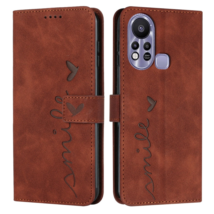 For Infinix Hot 11s Skin Feel Heart Pattern Leather Phone Case