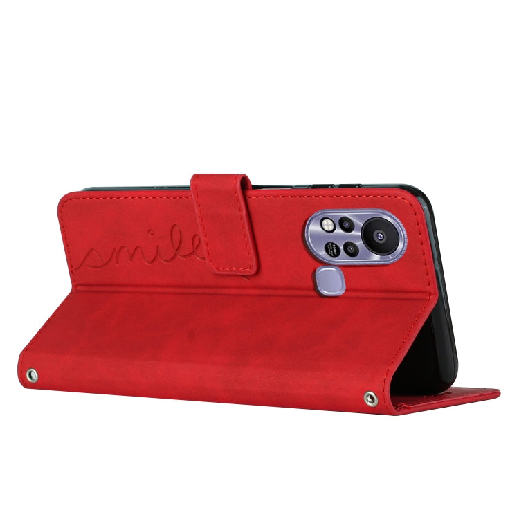 For Infinix Hot 11s Skin Feel Heart Pattern Leather Phone Case