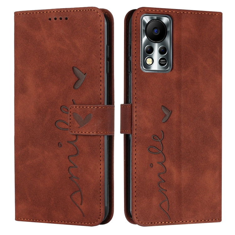 For Infinix Hot 11s NFC Skin Feel Heart Pattern Leather Phone Case