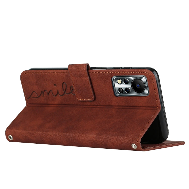 For Infinix Hot 11s NFC Skin Feel Heart Pattern Leather Phone Case