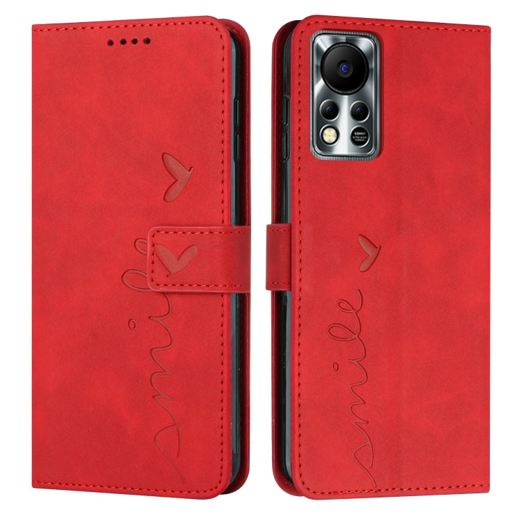 For Infinix Hot 11s NFC Skin Feel Heart Pattern Leather Phone Case