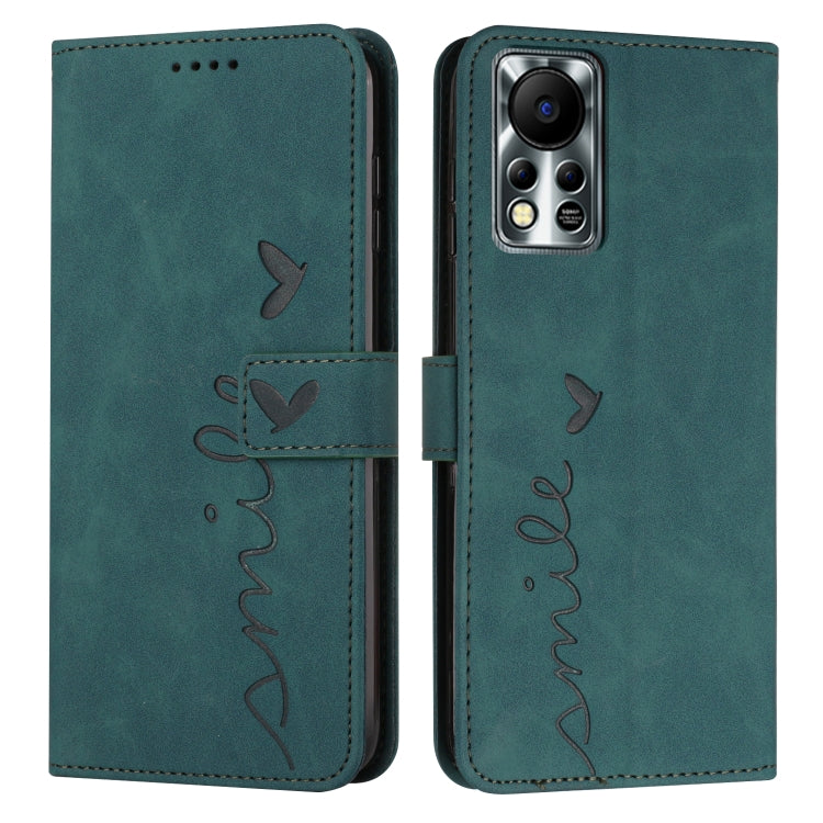 For Infinix Hot 11s NFC Skin Feel Heart Pattern Leather Phone Case
