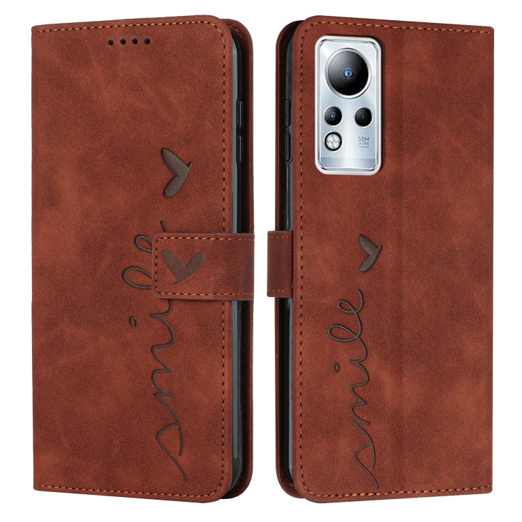 For Infinix Note 11 Skin Feel Heart Pattern Leather Phone Case