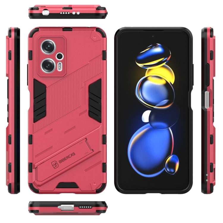 For Xiaomi Redmi Note 11T Pro 5G China Punk Armor 2 in 1 PC + TPU Shockproof Phone Case with Invisible Holder