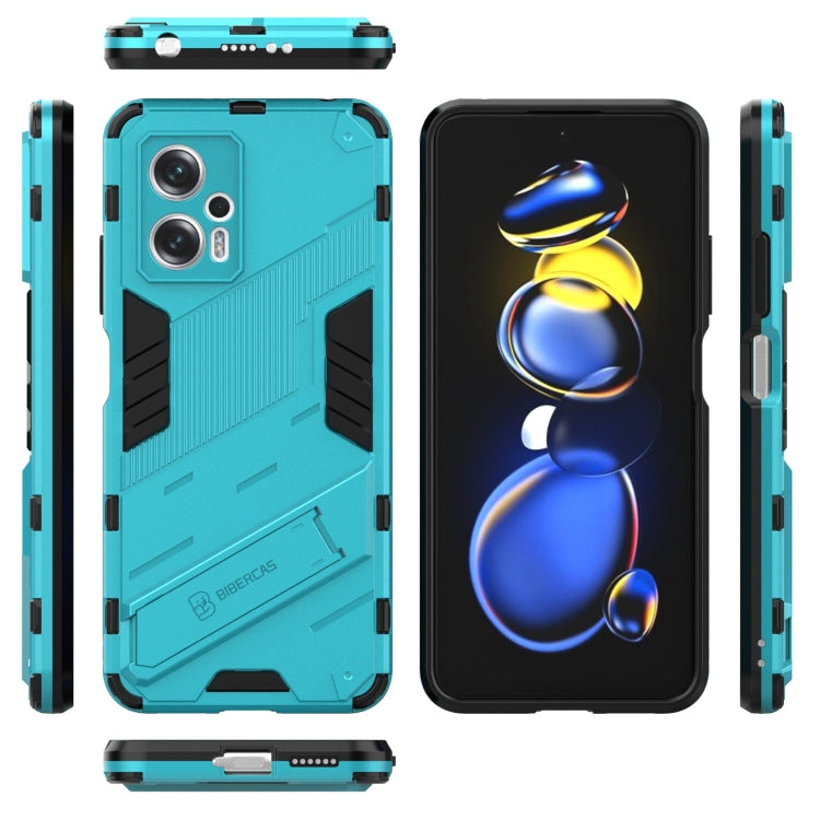 For Xiaomi Redmi Note 11T Pro 5G China Punk Armor 2 in 1 PC + TPU Shockproof Phone Case with Invisible Holder