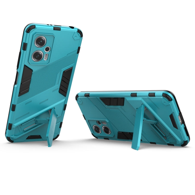 For Xiaomi Redmi Note 11T Pro 5G China Punk Armor 2 in 1 PC + TPU Shockproof Phone Case with Invisible Holder