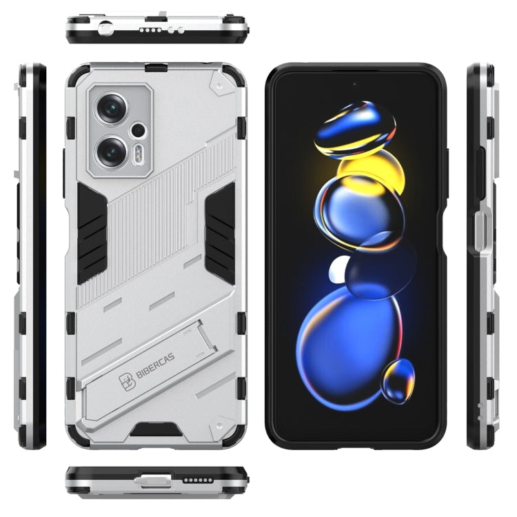 For Xiaomi Redmi Note 11T Pro 5G China Punk Armor 2 in 1 PC + TPU Shockproof Phone Case with Invisible Holder