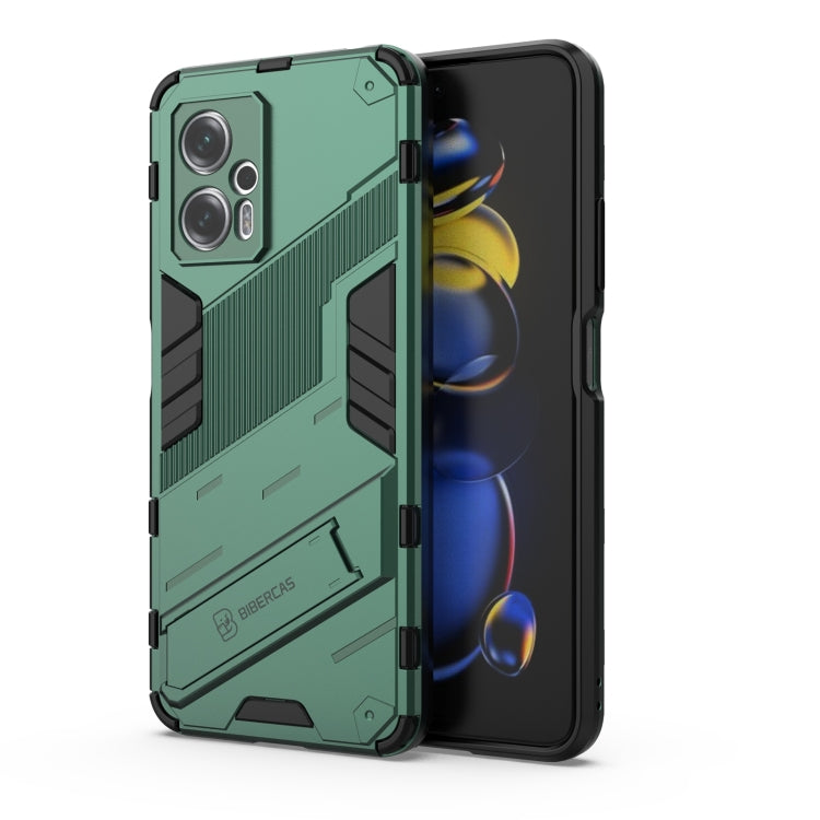 For Xiaomi Redmi Note 11T Pro 5G China Punk Armor 2 in 1 PC + TPU Shockproof Phone Case with Invisible Holder