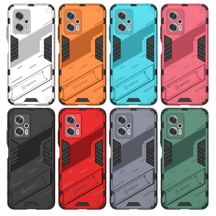 For Xiaomi Redmi Note 11T Pro 5G China Punk Armor 2 in 1 PC + TPU Shockproof Phone Case with Invisible Holder