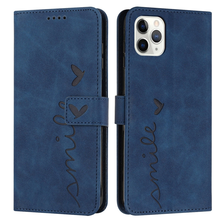 For iPhone 11 Pro Max Skin Feel Heart Pattern Leather Phone Case
