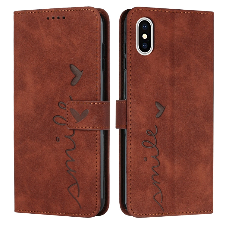 For iPhone XS Max Skin Feel Heart Pattern Leather Phone Case