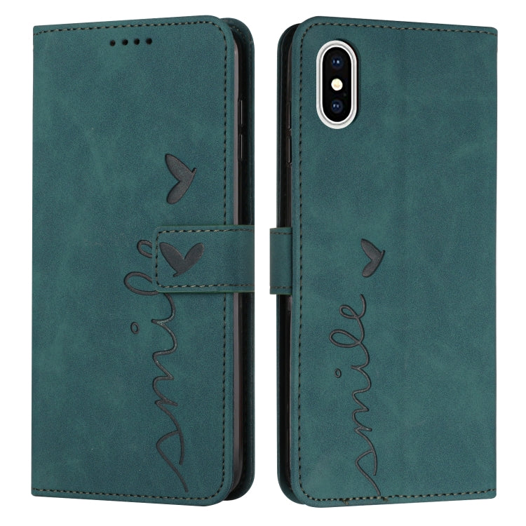 For iPhone XS Max Skin Feel Heart Pattern Leather Phone Case