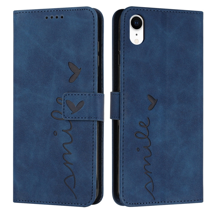 For iPhone XR Skin Feel Heart Pattern Leather Phone Case