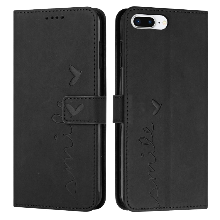 Skin Feel Heart Pattern Leather Phone Case For iPhone 8 Plus / 7 Plus / 6 Plus