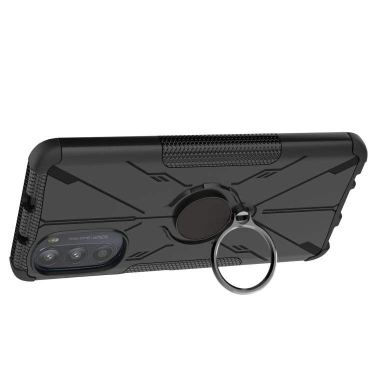 For Motorola Moto G52 Armor Bear Shockproof PC + TPU Phone Protective Case with Ring Holder