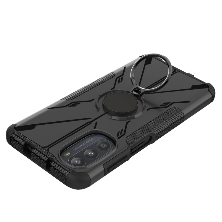 For Motorola Moto G52 Armor Bear Shockproof PC + TPU Phone Protective Case with Ring Holder