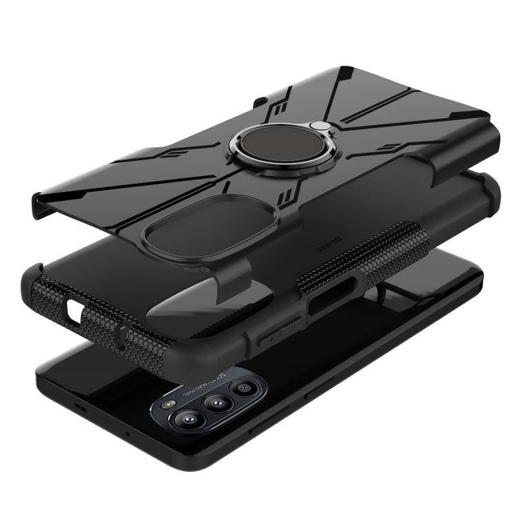 For Motorola Moto G52 Armor Bear Shockproof PC + TPU Phone Protective Case with Ring Holder