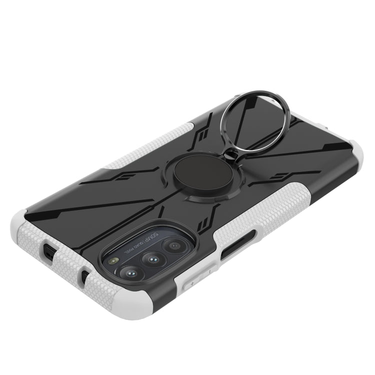 For Motorola Moto G52 Armor Bear Shockproof PC + TPU Phone Protective Case with Ring Holder