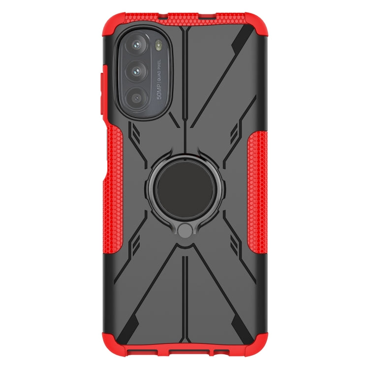 For Motorola Moto G52 Armor Bear Shockproof PC + TPU Phone Protective Case with Ring Holder