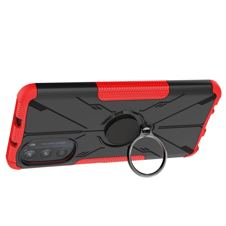 For Motorola Moto G52 Armor Bear Shockproof PC + TPU Phone Protective Case with Ring Holder