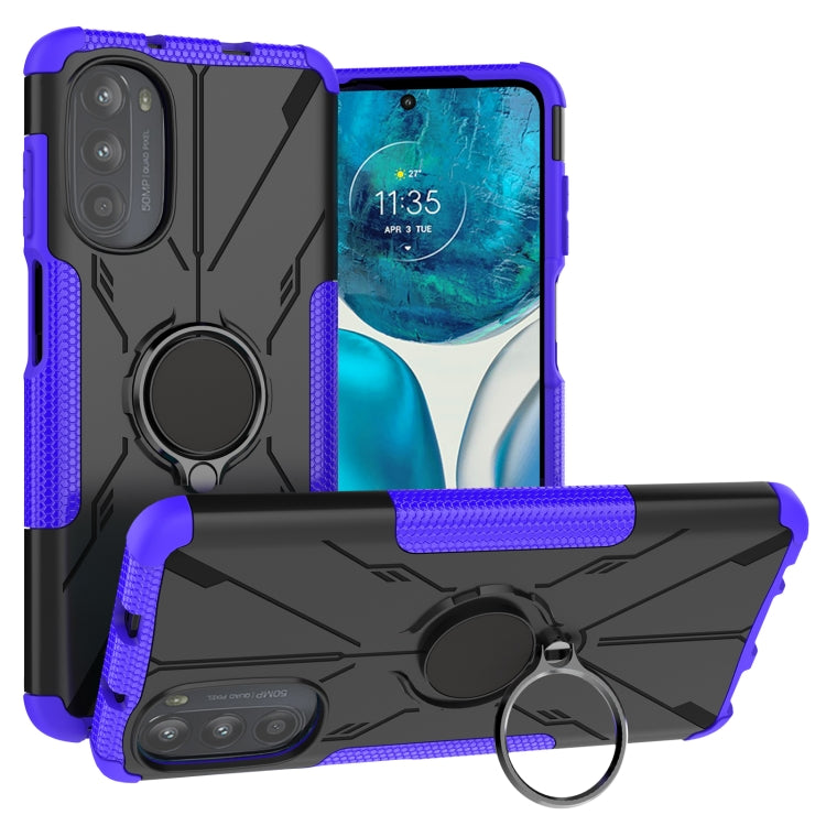 For Motorola Moto G52 Armor Bear Shockproof PC + TPU Phone Protective Case with Ring Holder