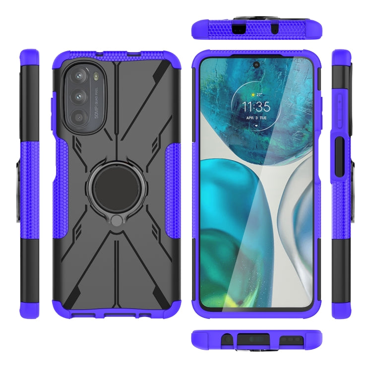 For Motorola Moto G52 Armor Bear Shockproof PC + TPU Phone Protective Case with Ring Holder