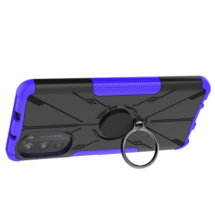 For Motorola Moto G52 Armor Bear Shockproof PC + TPU Phone Protective Case with Ring Holder