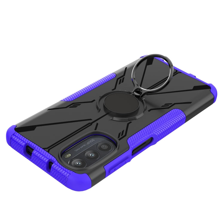 For Motorola Moto G52 Armor Bear Shockproof PC + TPU Phone Protective Case with Ring Holder