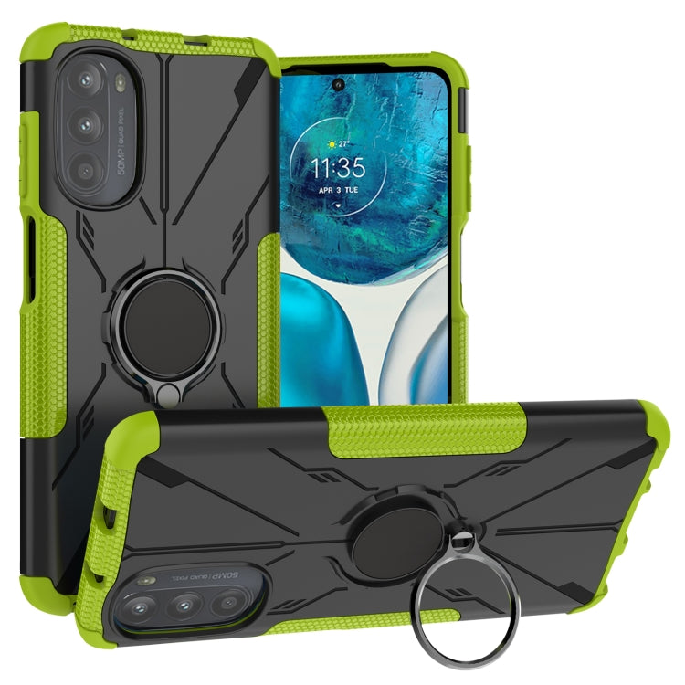 For Motorola Moto G52 Armor Bear Shockproof PC + TPU Phone Protective Case with Ring Holder