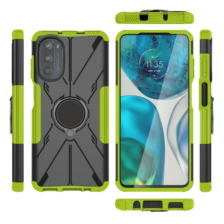 For Motorola Moto G52 Armor Bear Shockproof PC + TPU Phone Protective Case with Ring Holder