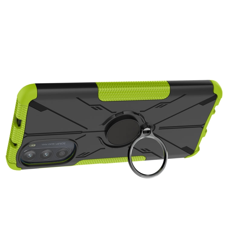 For Motorola Moto G52 Armor Bear Shockproof PC + TPU Phone Protective Case with Ring Holder